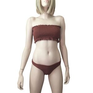 Zaful Forever Young 2 Piece Swimsuit Bikini Bathing Suit Shirred Smocked NWOT